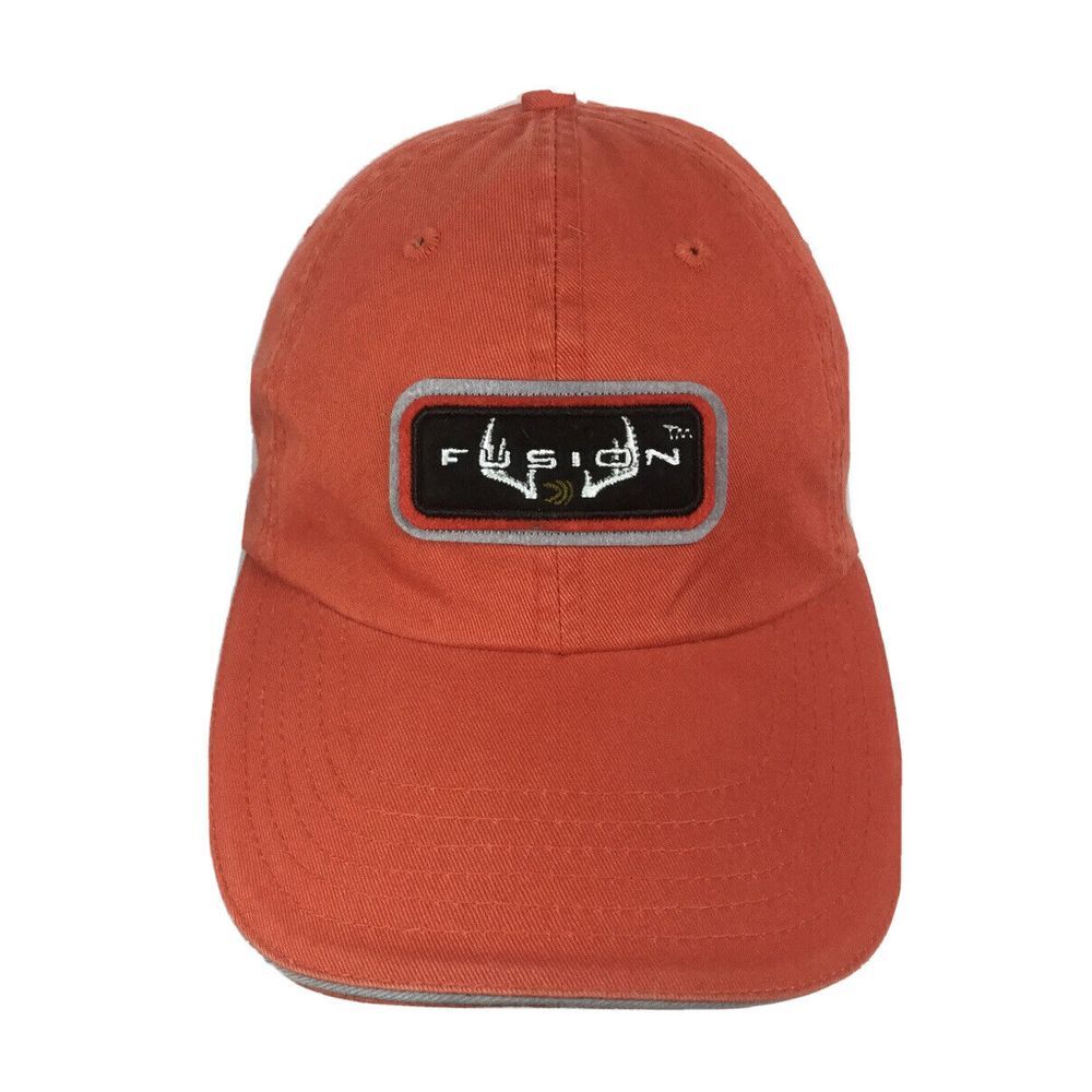 FUSION Hunting Hat‎ Khaki Orange Strap Back Baseball Cap Adjustable